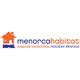 Logotipo de Menorca Habitat con casa naranja y texto "alquiler vacacional" en español e inglés.