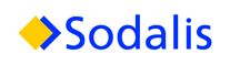 Gelbes Quadrat mit blauer Umrandung neben dem blauen Schriftzug "Sodalis" auf weißem Hintergrund.