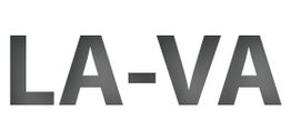 Grauer Text „LA-VA“ auf weißem Hintergrund.