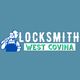 Logo of "Locksmith West Covina" with an illustration of a locksmith holding a key.