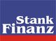 Weiße Schrift "Stank Finanz" auf blauem Hintergrund mit rotem Streifen.