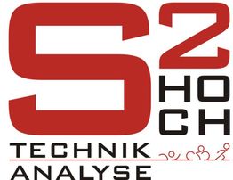 Rotes "S2" mit den Worten "HOCH", "TECHNIK", "ANALYSE" und stilisierten Läufern.