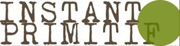 Texte marron "INSTANT PRIMITIF" avec un cercle vert couvrant partiellement le "F".