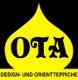 Gelbes Logo mit den Buchstaben "OTA", darunter der Text "Design- und Orientteppiche".