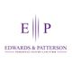 Logo with purple letters "E | P" and "Edwards & Patterson Personal Injury Law Firm" below.