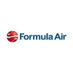 Logo van Formula Air met rood bolvormig symbool en blauwe tekst op een witte achtergrond.