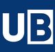 Buchstaben "UB" in Weiß auf blauem Hintergrund.