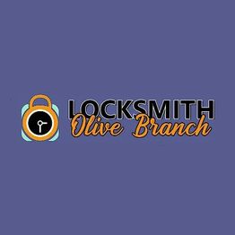 Logo with a padlock icon and text: "LOCKSMITH Olive Branch" on a purple background.