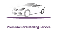 Illustration of a shiny car with the text "Premium Car Detailing Service" below.