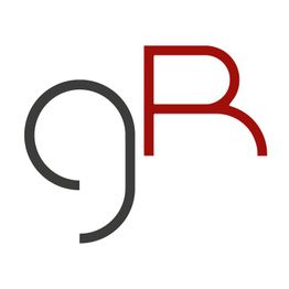 Logo mit stilisiertem 'g' in Grau und 'R' in Rot, beide verschlungen auf weißem Hintergrund.