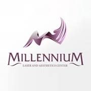 Logo of Millennium Laser and Aesthetics Center with purple abstract design above the text.