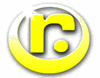 Gelbes "r."-Logo auf einem weißen Kreis mit gelbem Rand.