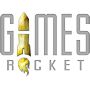 Logo mit der Aufschrift "Games Rocket", das "A" ist als Rakete gestaltet.