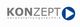 Logo: Grauer Text "KONZEPT Veranstaltungstechnik" mit blauem Play-Symbol rechts.