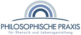 Logo mit Kreiselementen und Text "Philosophische Praxis für Rhetorik und Lebensgestaltung".