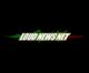 "Loud News Net logo with soundwave effects and green-red gradient on black background."