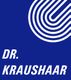 Blaues Logo mit weißem Muster und Text "Dr. Kraushaar".