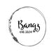 Logo for "Bangz Hair Studio" with a circular floral design on the left side.