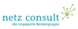 Logo von "netz consult", mit dem Slogan "die engagierte Beratergruppe" und grünem Netzmuster.