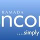 Logo del Ramada Encore su sfondo blu con slogan "simply better".