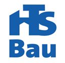 Blaues Logo mit den Buchstaben "HTS Bau" in kräftiger Schrift.