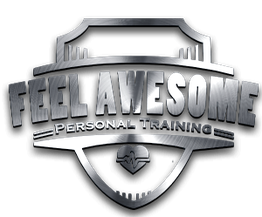 Logo mit "Feel Awesome Personal Training", Herzliniengrafik darunter.