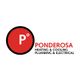 Red circle logo with "P°" inside. Text: "PONDEROSA Heating & Cooling Plumbing & Electrical."
