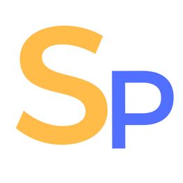 Buchstaben "Sp" in Orange und Blau auf weißem Hintergrund.