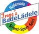 Logo von Inge's BadeLädele, mit den Worten: Bademode, Strand, Sport, Spiel in einem Kreis.