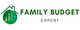 Family Budget Expert logo with a house and chart icons in green.