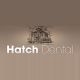 Hatch Dental logo with a sketch of a building on a brown background.