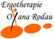Logo mit dem Text "Ergotherapie Oksana Rodau" und orangen, abstrahierten Figuren.