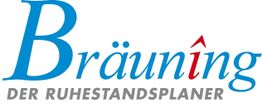 Textlogo: "Bräuning Der Ruhestandsplaner". Ein roter Pfeil über dem "i".
