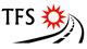TFS-Logo mit roter Sonne und schwarzer Straße.