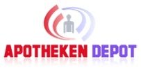 Logo mit stilisierter Person, Text: "APOTHEKEN DEPOT" in Rot und Blau.
