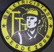 Símbolo circular amarelo e preto com eletricista e a inscrição "@eletricistasp desde 2006".
