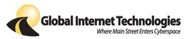 Logo of Global Internet Technologies with a road and sunrise design.