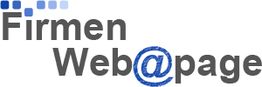 "Logo mit Schriftzug 'Firmen Web@page' und blauen Punkten oben links."