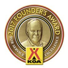 KOA Founder's Award 2017 medallion with engraved portrait and logo for service excellence.