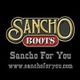Logotipo de Sancho Boots con texto "Sancho For You" y sitio web "www.sanchoforyou.com".