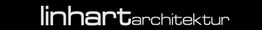 Schwarzer Hintergrund mit weißem Text: "linhart architektur".