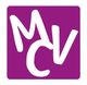 Lettrage "MCV" blanc sur fond violet.