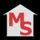 Logo mit rotem "MS" in einem grauen Hauspfeil auf schwarzem Hintergrund.