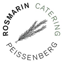 Logo von Rosmarin Catering Peißenberg mit Rosmarinzweig in der Mitte.