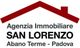 Logo di un'agenzia immobiliare con tetto rosso e testo: "San Lorenzo, Abano Terme - Padova".
