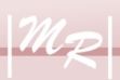 Logo mit den Buchstaben "MR" in Rosa und Weiß, mit vertikalen Linien links und rechts.