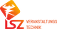 Logo von LSZ Veranstaltungstechnik, orange und rot mit stylisiertem Blitzsymbol.