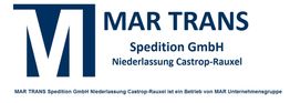 Logo von MAR TRANS Spedition GmbH, Niederlassung Castrop-Rauxel, mit blauem "M" und Text.