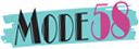 Schriftzug "MODE 58", stilisiert mit blauer und pinker Farbe auf weißem Hintergrund.