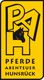 Gelbes Logo mit den Buchstaben PAH und einem Pferdekopf. Text: "Pferde Abenteuer Hunsrück".
